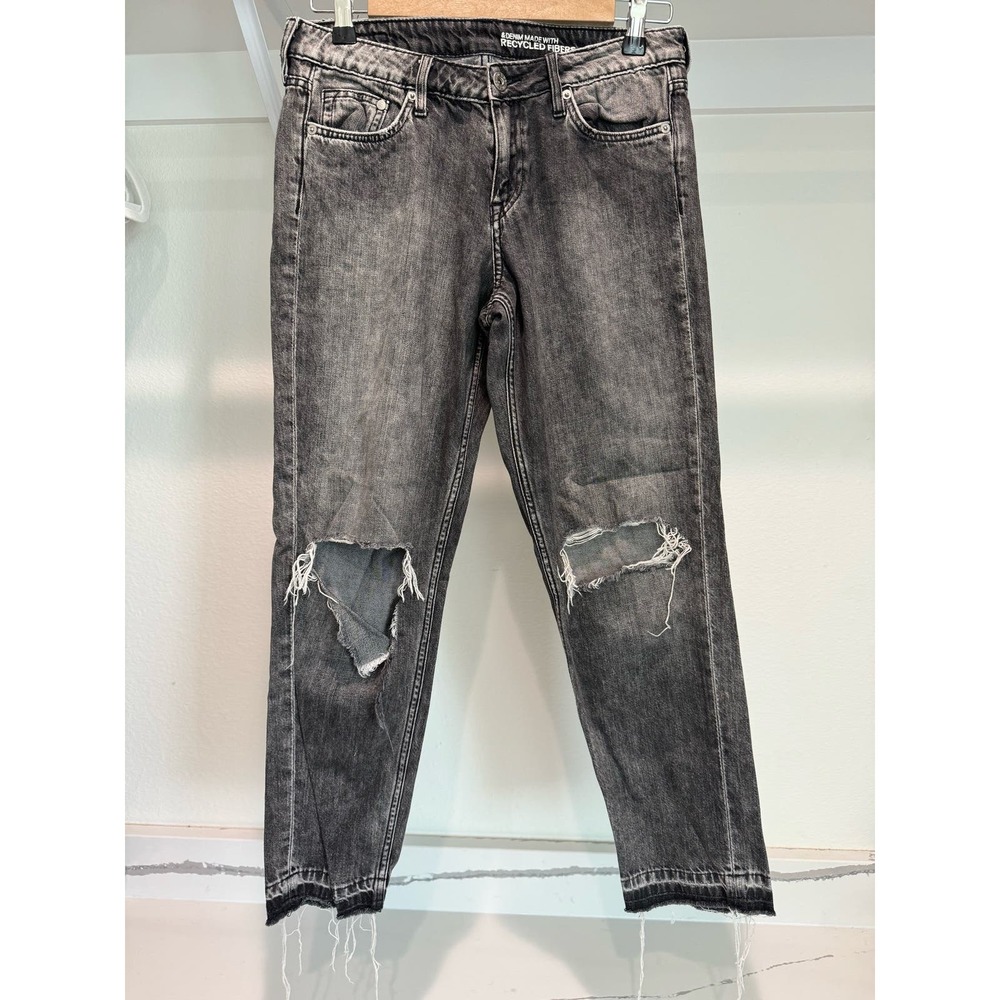 &Denim Girlfriend Fit Low‎ Waist Ankle Size 26 Black